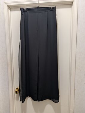 J.B.S. Black Wide-Leg Dress Trousers with Sheer Side Panel
